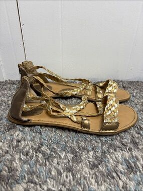 Born BOC Sandals Womens 11 Braided Strappy Zip Back Event Open Toe Classic